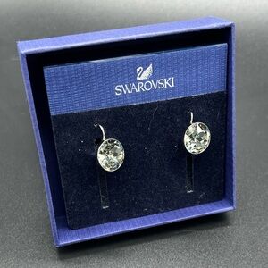 Swarovski Bella Drop Smoke Crystal Silver Tone Earrings in Original Box